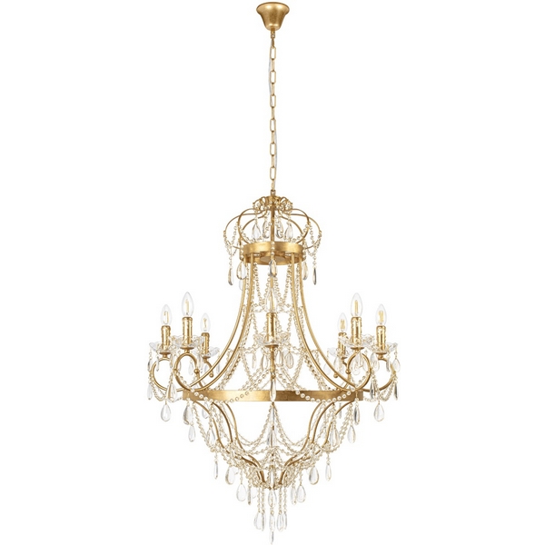 

Подвесная люстра со стеклянными подвесками в форме подсвечника Loft It Foil 10430/8, Золото, Foil 10430/8