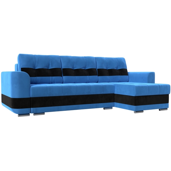 

Угловой диван Честер правый (основа велюр голубой, компаньон велюр черный) Лига Диванов 100009, Честер 100009