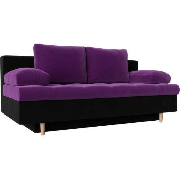 

Диван прямой Спенсер (основа микровельвет фиолетовый, компаньон микровельвет черный) Лига Диванов 100236, Спенсер 100236