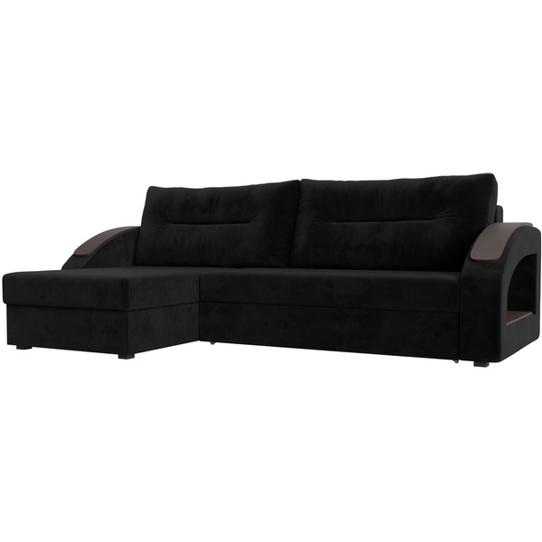 

Угловой диван Канзас левый (велюр черный) Лига Диванов 101153L, Канзас 101153L