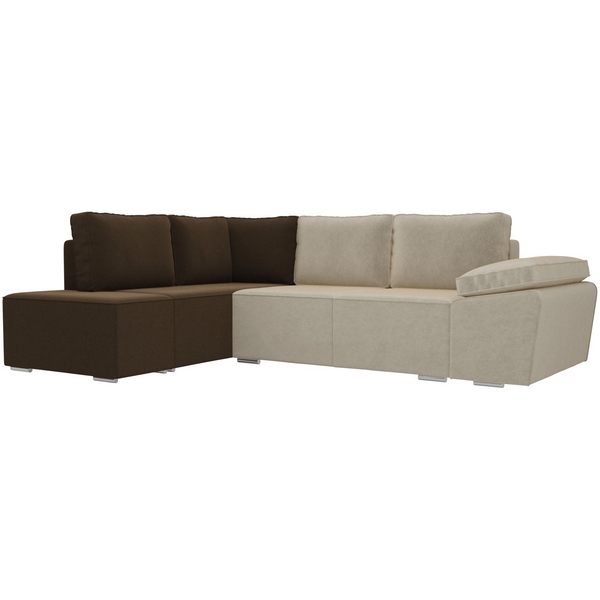 

Угловой диван Хьюго левый угол (Микровельвет бежевый) Лига Диванов 101252L, Бежевый;коричневый, Хьюго 101252L