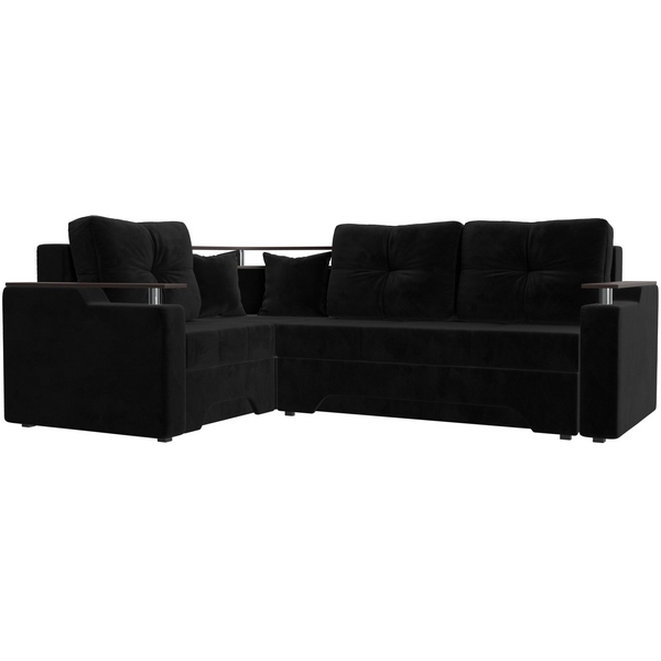 

Угловой диван Комфорт левый (велюр черный) Лига Диванов 102617L, Комфорт 102617L