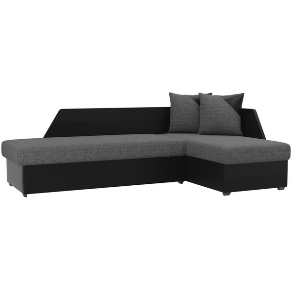 

Угловой диван Андора правый (основа рогожка серая, компаньон экокожа черная) Лига Диванов 102671, Серый;черный, Андора 102671