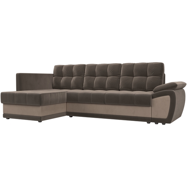 

Угловой диван Нэстор прайм левый угол (основа велюр коричневый, вставка велюр бежевый) Лига Диванов 103095L, Нэстор 103095L