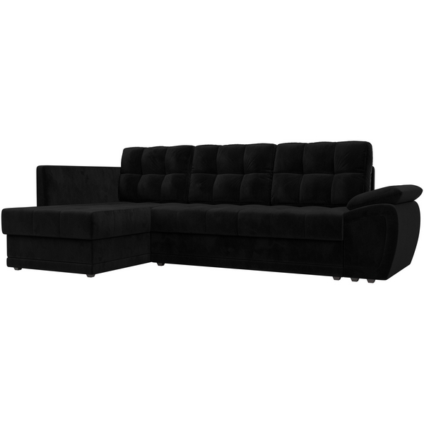 

Угловой диван Нэстор прайм левый угол (велюр черный) Лига Диванов 103100L, Нэстор 103100L