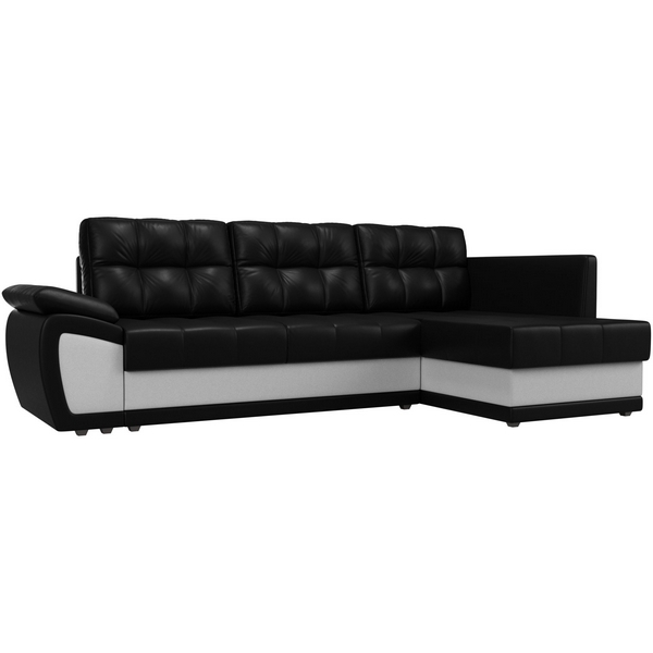 

Угловой диван Нэстор прайм правый (основа экокожа черная, вставка экокожа белая) Лига Диванов 103117, Нэстор 103117