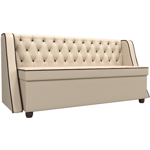 

Кухонный прямой диван Лофт (основа экокожа бежевая, кант экокожа коричневая) Лига Диванов 104561, Бежевый;коричневый, Лофт 104561