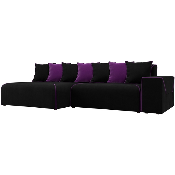 

Диван угловой Кёльн левый (основа микровельвет черный, кант микровельвет фиолетовый, подушки микровельвет ЧЕРН/ФИО) Лига Диванов 105084L, Кёльн 105084L