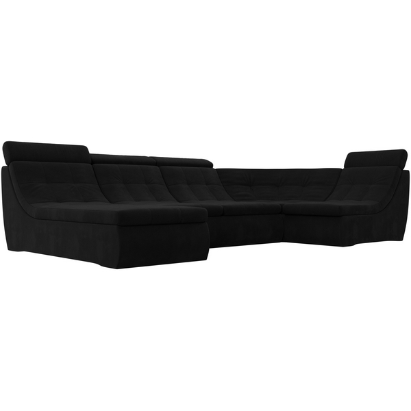 

П-образный модульный диван Холидей Люкс (микровельвет черный) Лига Диванов 105593, Холидей Люкс 105593