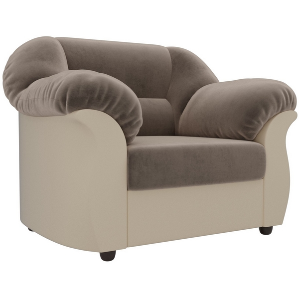 

Кресло Карнелла (основа велюр коричневый, компаньон экокожа бежевая) Лига Диванов 105826, Коричневый;бежевый, Карнелла 105826