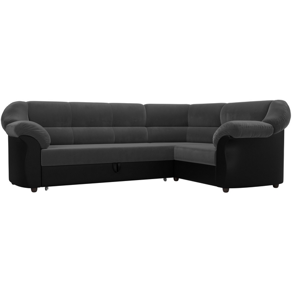 

Диван угловой Карнелла правый (основа велюр серый, компаньон экокожа черная) Лига Диванов 105901, Серый;черный, Карнелла 105901