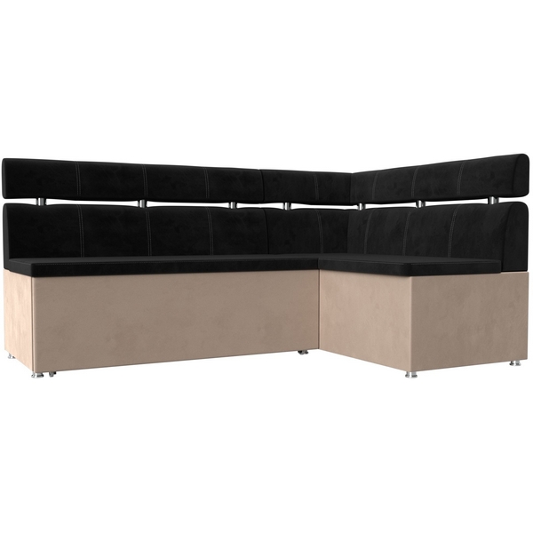 

Кухонный угловой диван Классик правый (основа велюр черный, компаньон велюр бежевый) Лига Диванов 106589, Черный;бежевый, Классик 106589
