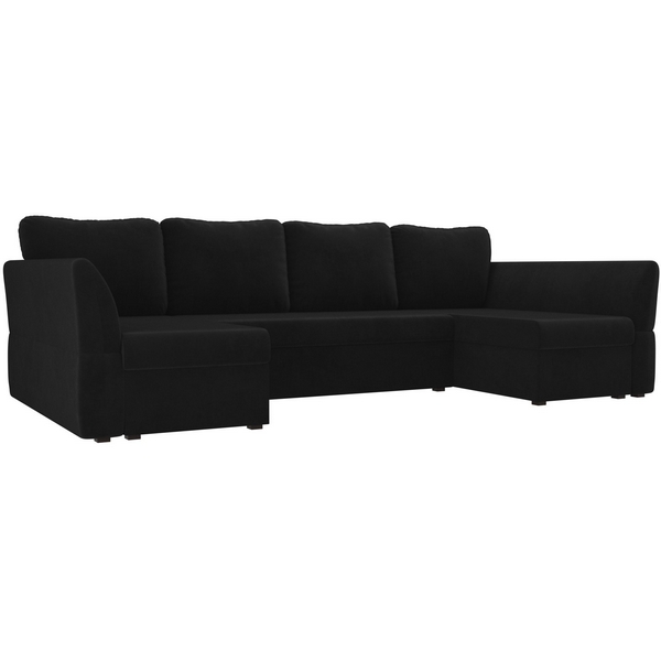 

П-образный диван Гесен (велюр черный) Лига Диванов 106806, Гесен 106806