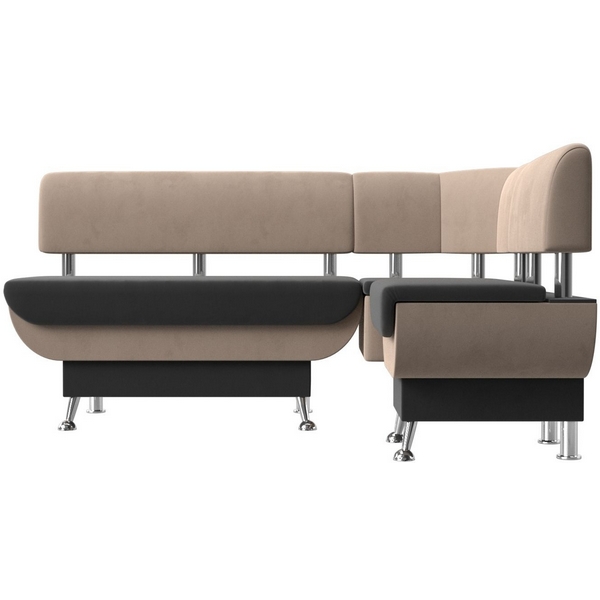 

Кухонный угловой диван Альфа правый (основа велюр серый, компаньон велюр бежевый) Лига Диванов 106936, Серый;бежевый, Альфа 106936