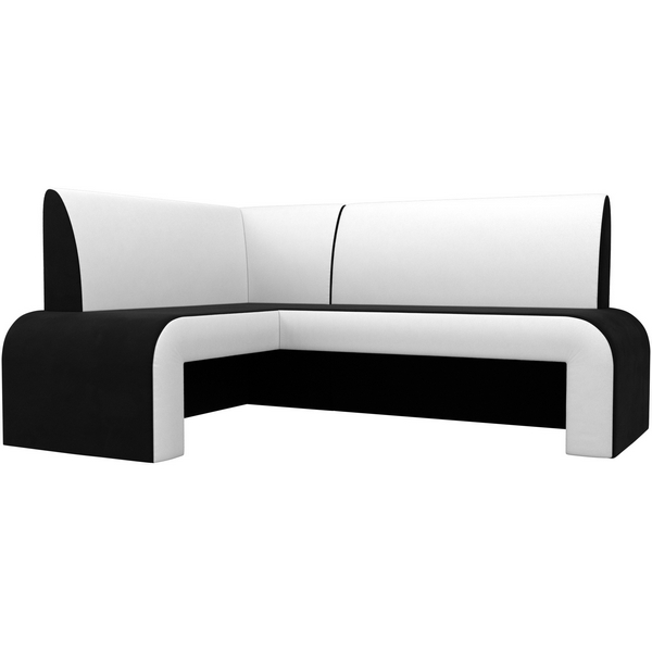 

Кухонный угловой диван Кармен левый (основа микровельвет черный, компаньон экокожа белая) Лига Диванов 107008L, Черный;белый, Кармен 107008L