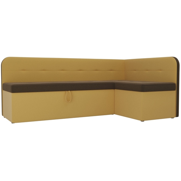 

Кухонный угловой диван Форест правый (основа микровельвет коричневый, компаньон микровельвет желтый) Лига Диванов 107085, Коричневый;желтый, Форест 107085