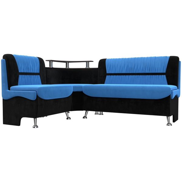 

Кухонный угловой диван Сидней левый (основа велюр голубой, компаньон велюр черный) Лига Диванов 107371L, Сидней 107371L