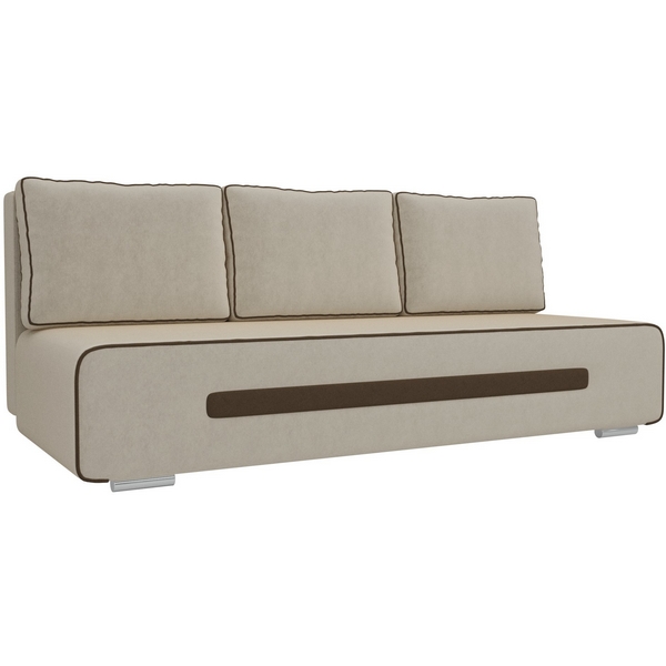 

Прямой диван Приам (микровельвет бежевый, кант велюр коричневый) Лига Диванов 107402, Приам 107402