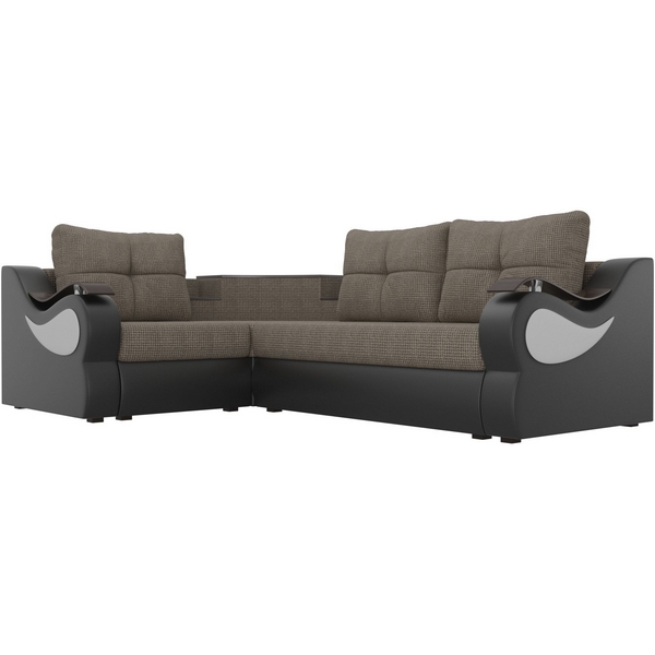 

Угловой диван Митчелл левый (основа рогожка Корфу 03, компаньон экокожа черная) Лига Диванов 107585L, Митчелл 107585L