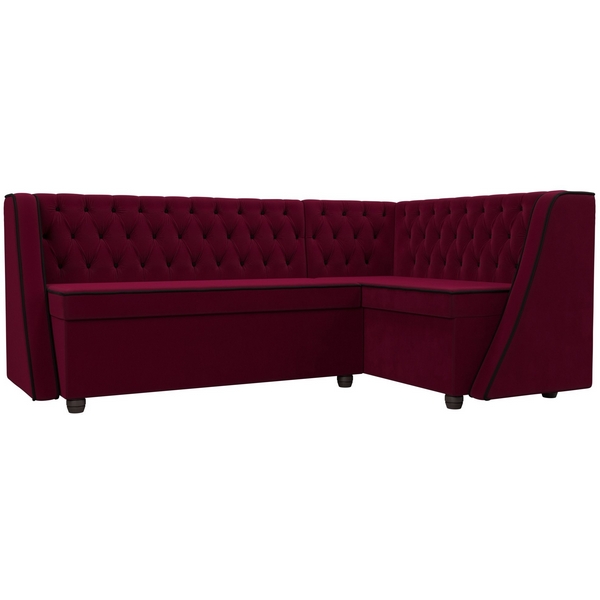 

Кухонный угловой диван Лофт правый (микровельвет бордовый, кант микровельвет черный) Лига Диванов 109436, Черный;бордовый, Лофт 109436