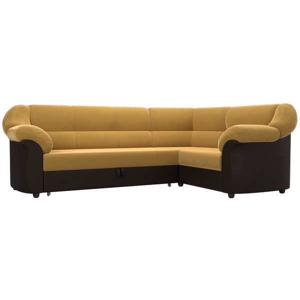 

Диван угловой Карнелла правый (основа микровельвет желтый, компаньон экокожа коричневая) Лига Диванов 109563, Коричневый;желтый, Карнелла 109563