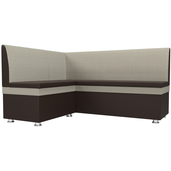 

Кухонный угловой диван Уют левый (основа экокожа коричневая, компаньон рогожка корфу 02) Лига Диванов 109631L, Уют 109631L