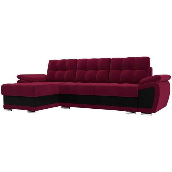 

Угловой диван Нэстор левый угол (основа микровельвет бордовый, вставка микровельвет черный) Лига Диванов 109786L, Черный;бордовый, Нэстор 109786L