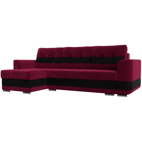 

Угловой диван Честер левый (основа микровельвет бордовый, компаньон микровельвет черный) Лига Диванов 110151L, Честер 110151L
