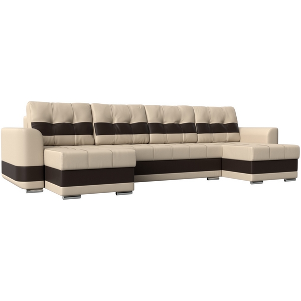 

П-образный диван Честер (основа экокожа бежевая, компаньон экокожа коричневая) Лига Диванов 110176, Честер 110176