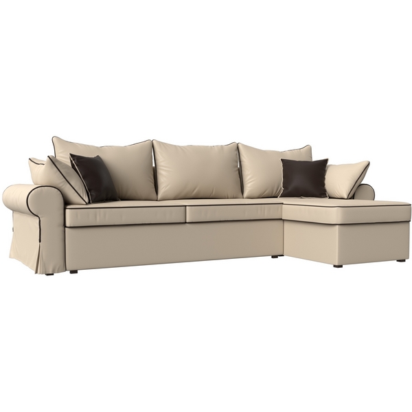 

Угловой диван Элис правый (экокожа бежевая, кант экокожа коричневая, подушки экокожа БЕЖ/беж/кор) Лига Диванов 110279, Бежевый, Элис 110279