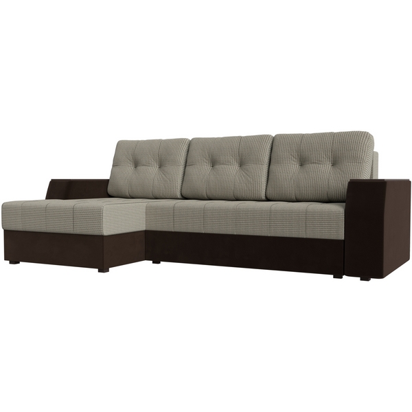 

Угловой диван Эмир БС левый (основа рогожка Корфу 02, компаньон микровельвет коричневый) Лига Диванов 110411L, Коричневый;корфу, Эмир 110411L