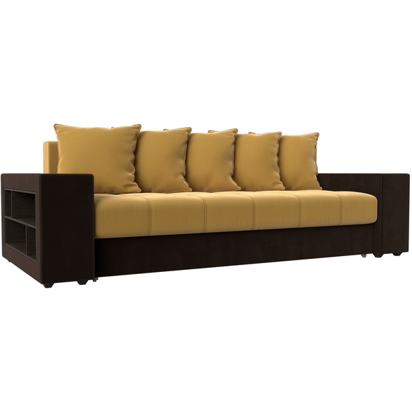 

Диван прямой Дубай левый (основа микровельвет желтый, компаньон микровельвет коричневый) Лига Диванов 110555, Коричневый;желтый, Дубай 110555