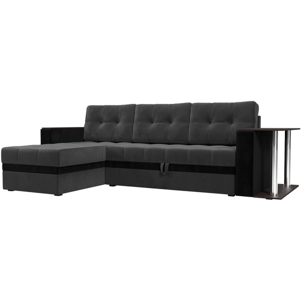 

Угловой диван Атланта М левый (основа велюр серый, компаньон велюр черный) Лига Диванов 110790L, Серый;черный, Атланта 110790L