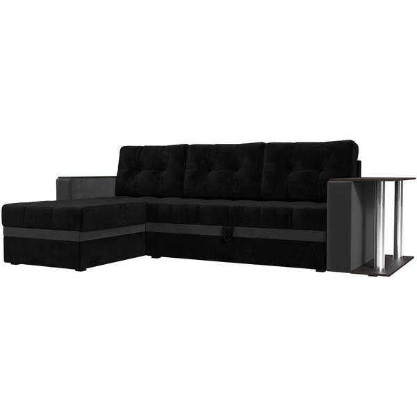 

Угловой диван Атланта М левый (основа велюр черный, компаньон велюр серый) Лига Диванов 110791L, Серый;черный, Атланта 110791L