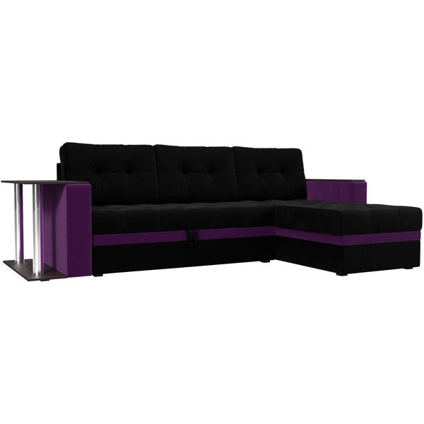 

Угловой диван Атланта М правый (основа микровельвет черный, компаньон микровельвет фиолетовый) Лига Диванов 110805, Атланта 110805