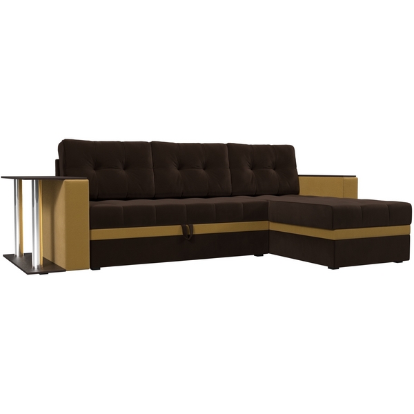 

Угловой диван Атланта М правый (основа микровельвет коричневый, компаньон микровельвет желтый) Лига Диванов 110809, Коричневый;желтый, Атланта 110809