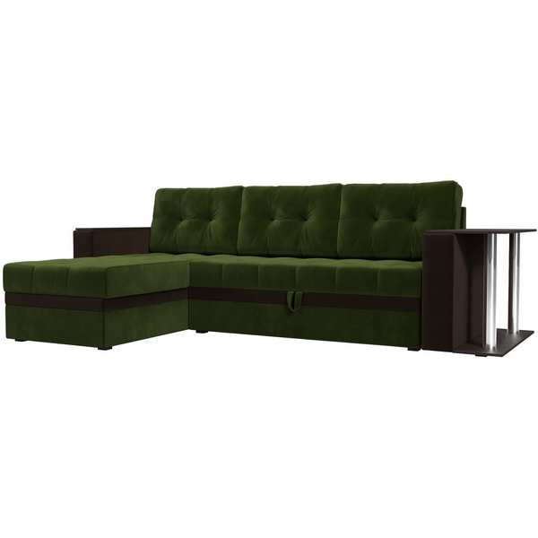 

Угловой диван Атланта М левый (основа микровельвет зеленый, компаньон микровельвет коричневый) Лига Диванов 110812L, Зеленый;коричневый, Атланта 110812L