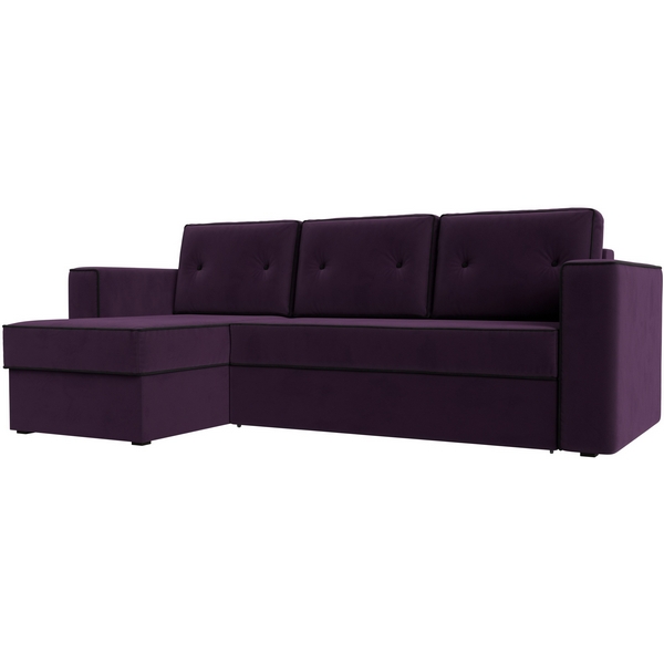 

Угловой диван Принстон левый (велюр фиолетовый, кант велюр черный) Лига Диванов 110836L, Принстон 110836L