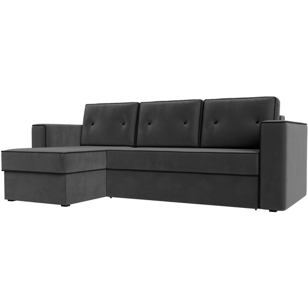 

Угловой диван Принстон левый (велюр серый, кант велюр черный) Лига Диванов 110841L, Серый;черный, Принстон 110841L