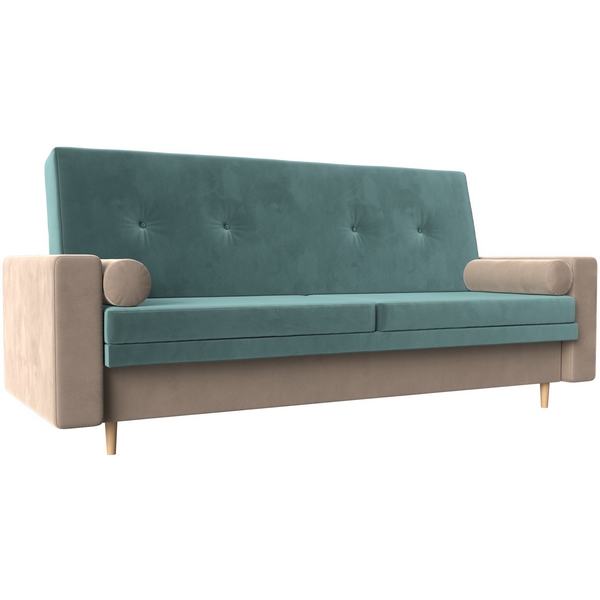 

Прямой диван книжка Белфаст (основа велюр бирюзовый, компаньон велюр бежевый) Лига Диванов 111113, Белфаст 111113