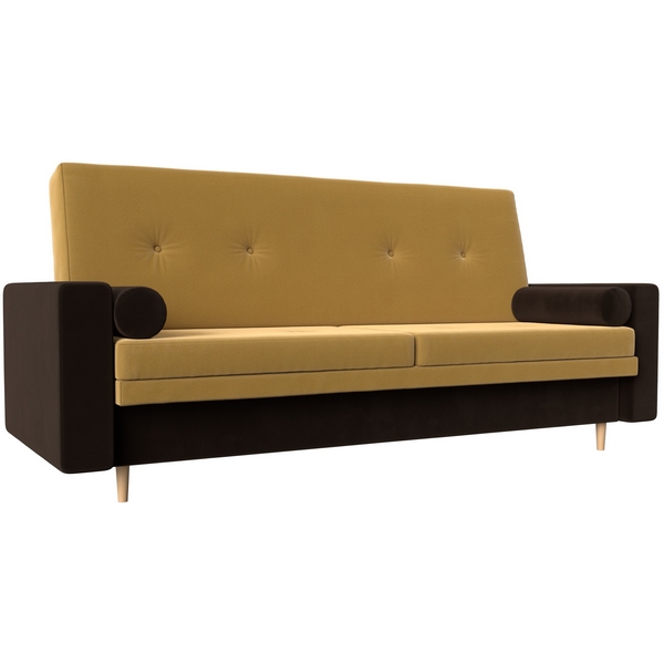 

Прямой диван книжка Белфаст (основа микровельвет желтый, компаньон микровельвет коричневый) Лига Диванов 111126, Белфаст 111126