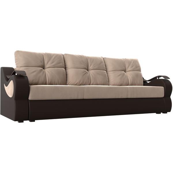 

Прямой диван Меркурий еврокнижка (основа велюр бежевый, компаньон экокожа коричневая) Лига Диванов 111365, Бежевый;коричневый, Меркурий 111365