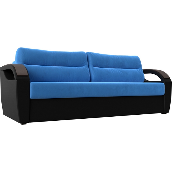 

Прямой диван Форсайт (основа велюр голубой, компаньон экокожа черная) Лига Диванов 111674, Форсайт 111674