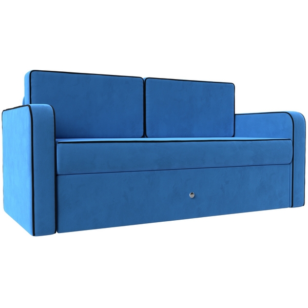 

Детский диван трансформер Смарт (велюр голубой, кант велюр черный) Лига Диванов 111840, Смарт 111840