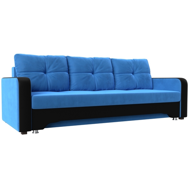 

Диван прямой Ник-3 (основа велюр голубой, компаньон экокожа черная) Лига Диванов 112195, Ник-3 112195