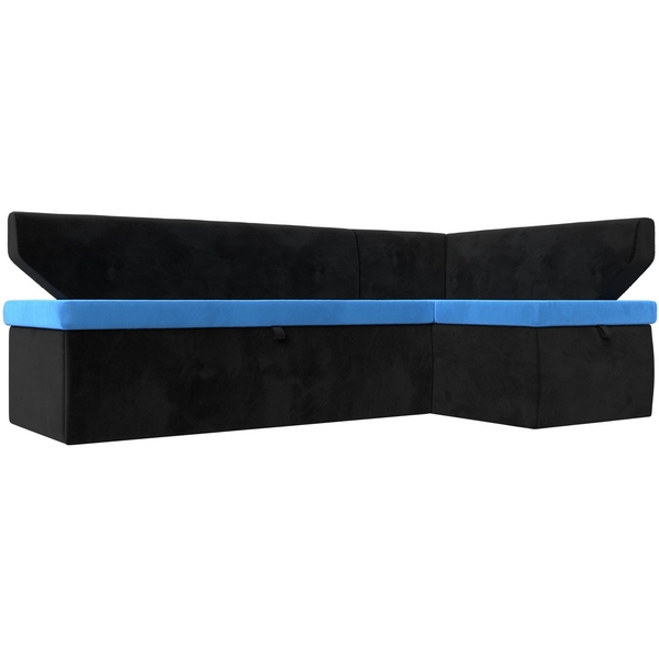 

Кухонный угловой диван Омура правый (основа велюр голубой, компаньон велюр черный) Лига Диванов 113197, Омура 113197