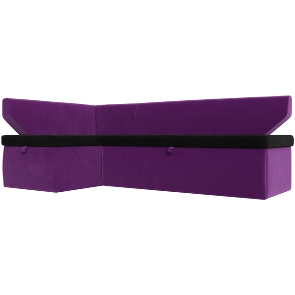 

Кухонный угловой диван Омура левый (основа микровельвет черный, компаньон микровельвет фиолетовый) Лига Диванов 113228L, Омура 113228L
