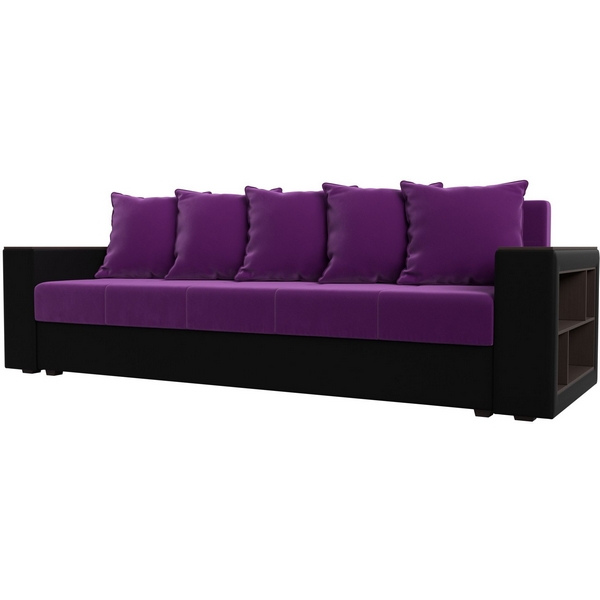 

Диван прямой Дубай лайт полки справа (основа микровельвет фиолетовый, компаньон экокожа черная) Лига Диванов 114329, Дубай 114329