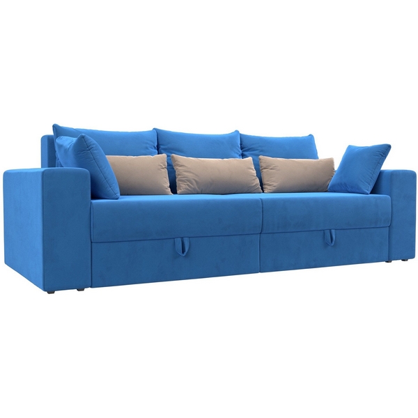 

Диван прямой Майами (основа велюр голубой, подушки велюр ГОЛ/беж/гол) Лига Диванов 114699, Майами 114699