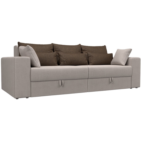 

Диван прямой Майами (основа рогожка бежевая, подушки рогожка КОР/кор/беж) Лига Диванов 114709, Бежевый;коричневый, Майами 114709